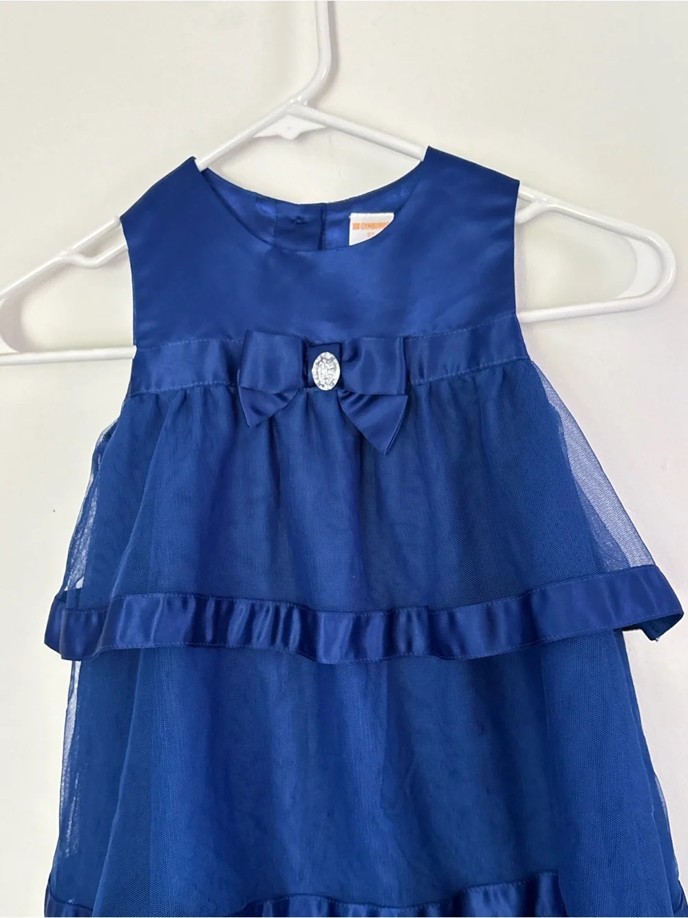 Gymboree Girls Blue Tiered Party Dress with Bow Accent